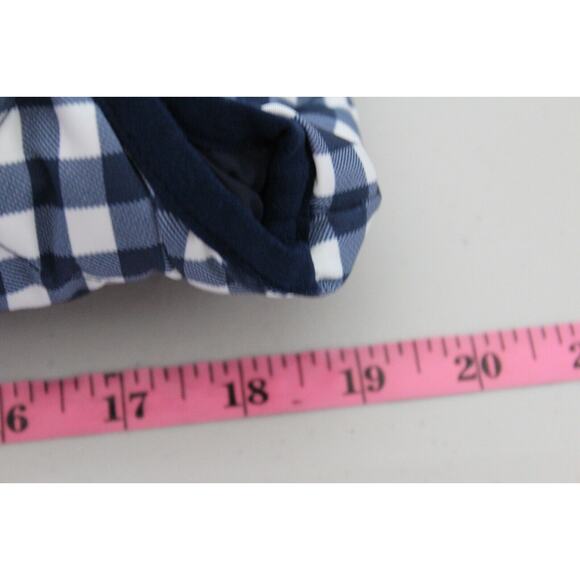 J. Crew Vest Down Puffer Womens Navy White Full Zip Plaid Gingham Feather Medium - Picture 7 of 10